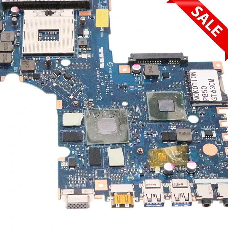 Материнская плата NOKOTION QFKAA LA-8391P REV 1 0 K000135200 для ноутбука TOSHIBA Satellite P850 HD4000 + GT630M Graphics