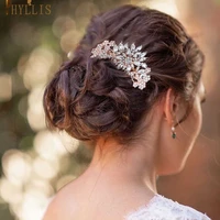 a331 luxury pieces wedding hair comb faux alloy leaves handmade alloy flower bridal side headpiece wedding tiara bride headwear