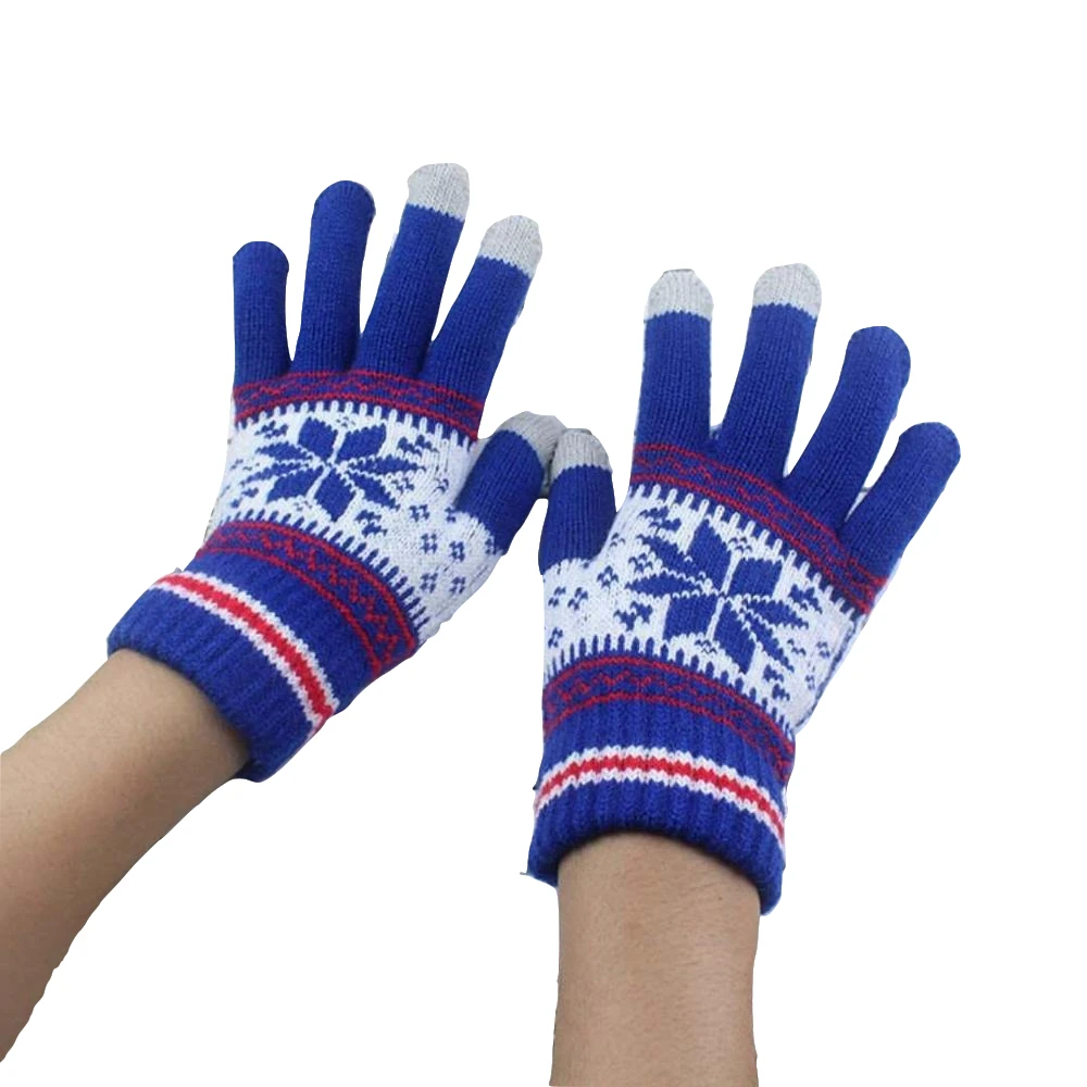 H Лидер продаж Модные Guantes для мужчин и женщин зимние теплые перчатки вязание снежинка шаблон полный палец перчатки и варежки Luvas