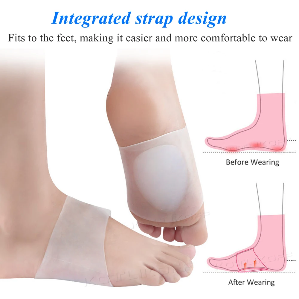 Silicone Gel Arch Support Soft Insoles Pad Pain Relief Plantar Fasciitis Ergonomic Massage Protection Flat Feet Orthotic Bandage
