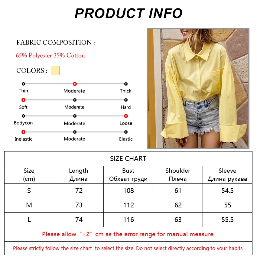 

OOTN High Street Yellow Shirt Female Autumn Winter Button Up Solid Casual Blouse Women Loose Pocket Long Sleeve Pleated Top New