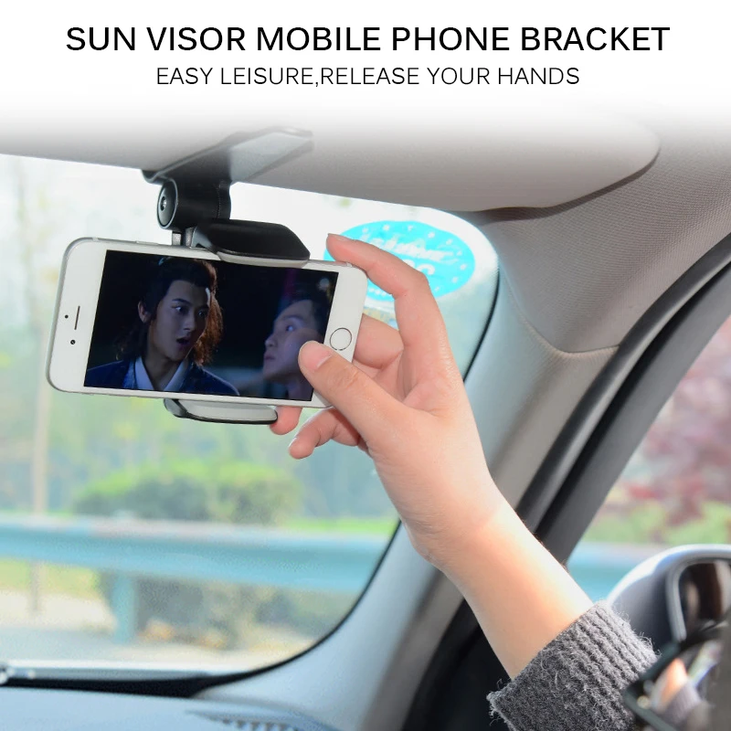 TIOODRE Adjustable Safe Sun Visor Car Phone Holder Install On Mirror Handle Navigation Clip For Mobile New | Автомобили и
