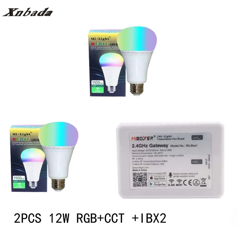 Mi Light 12 Вт Светодиодная лампа E27 RGB + CCT светодиодная iBX2 RF пульт дистанционного