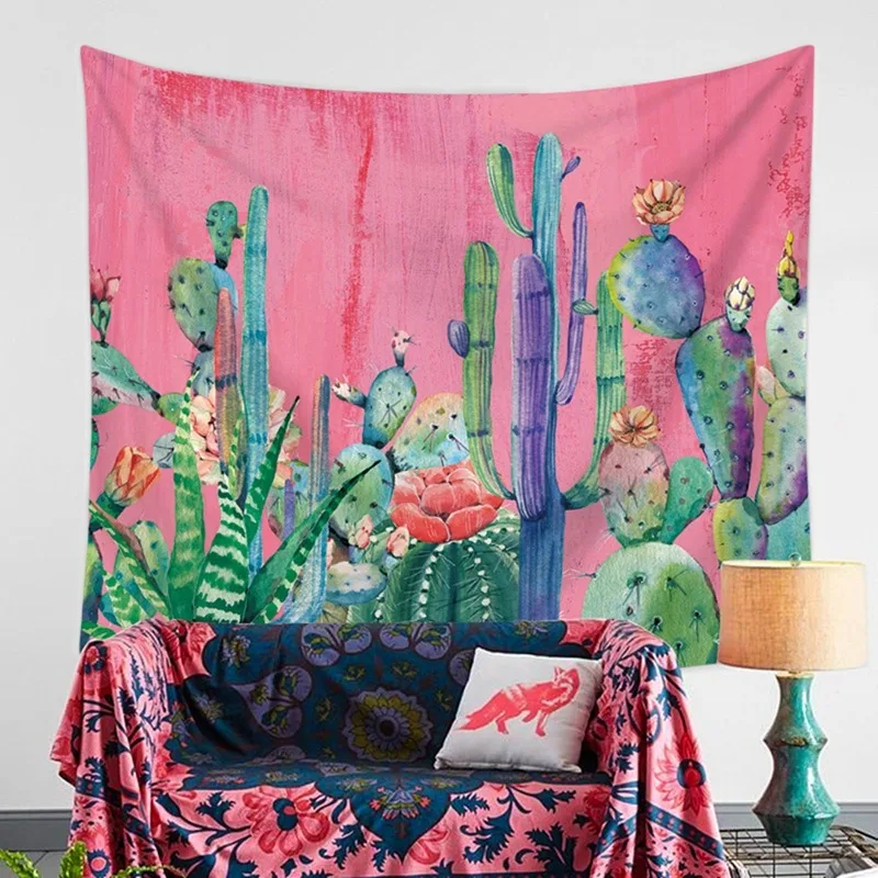 92x70 см ретро элегантный кактус печать Гобелен Мандала настенный хиппи гобелен