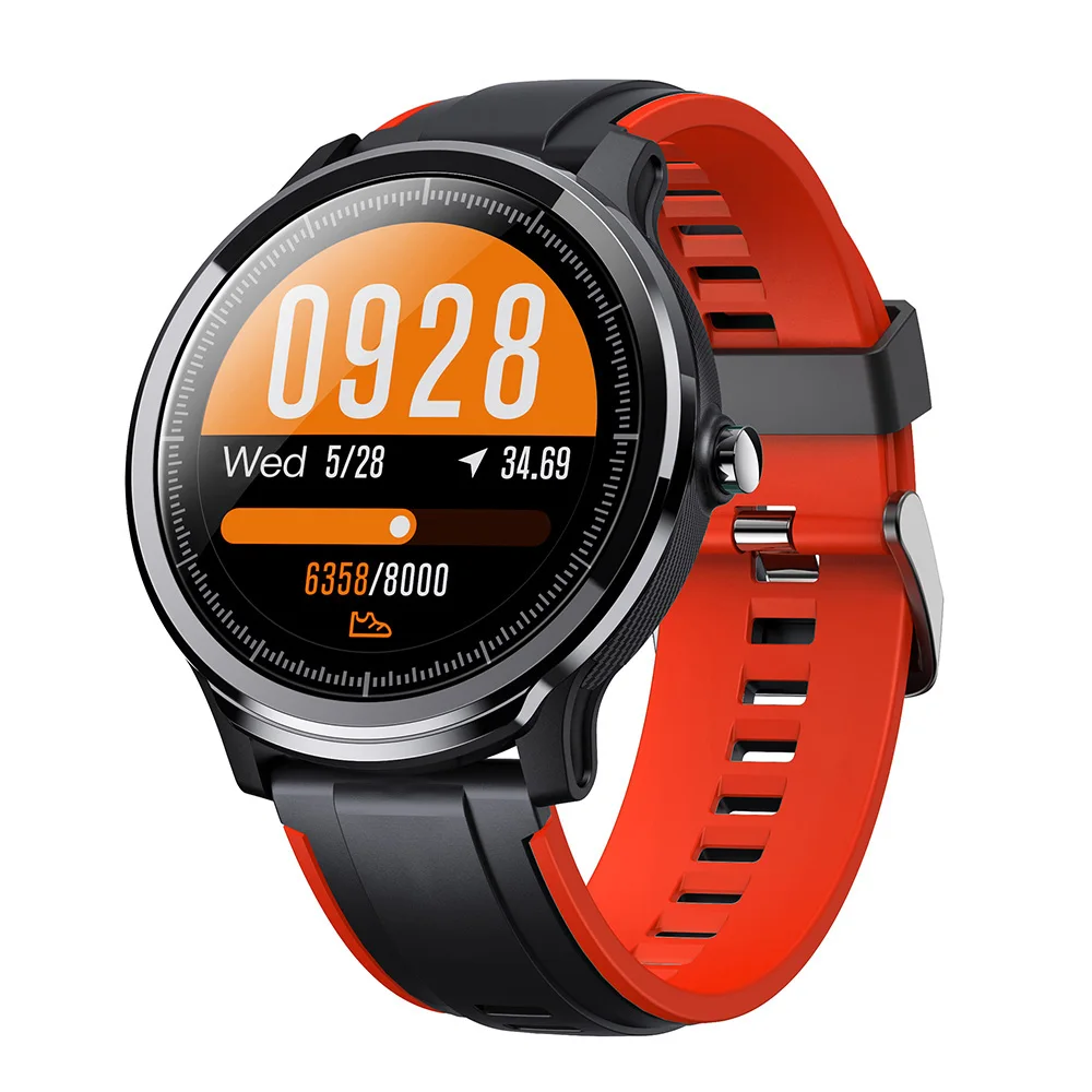 Red Смарт-часы RUNDOING SN80, IP68, водонепроницаемые, 1,3 дюймов, полный сенсорный круглый экран, кровяный кислород, мужские спортивные Смарт-часы для Android IOS - Цвет: Red
