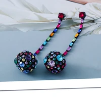 2022 new crystal earring colorful exquisite rhinestone drape sweet jewelry accessories geometry metal earrings for women