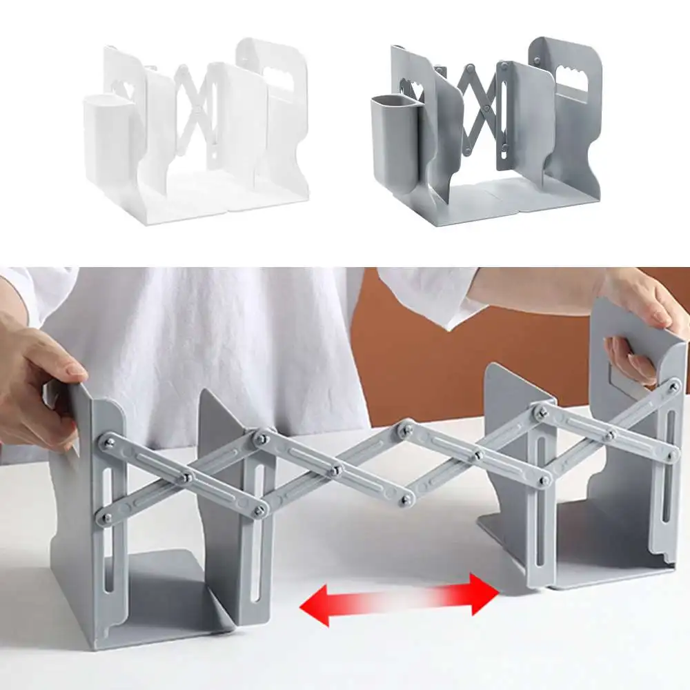 

Retractable Bookshelf Shelves Desktop Book Holder Stationery Storage Organizer with Pen Holder Telescopic Folding Book Stand