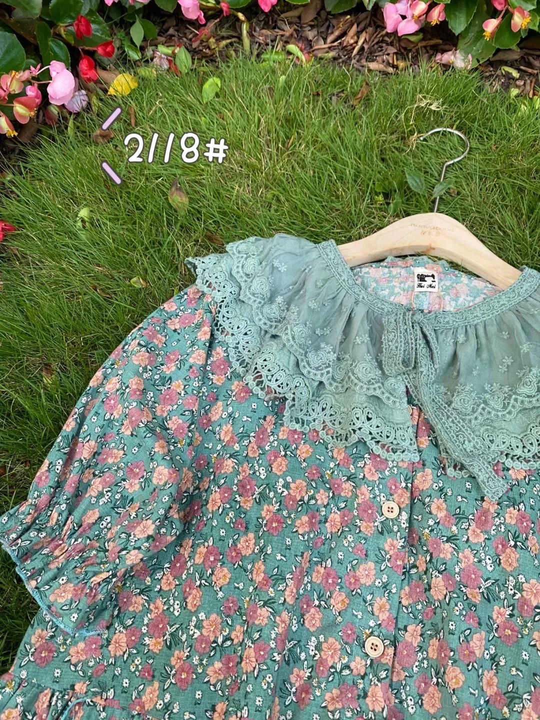 

2021 Japan Style Mori Girl Literature Floral Print Dress Lace Ruffle Collar Short Sleeve Cotton linen Midi Dress