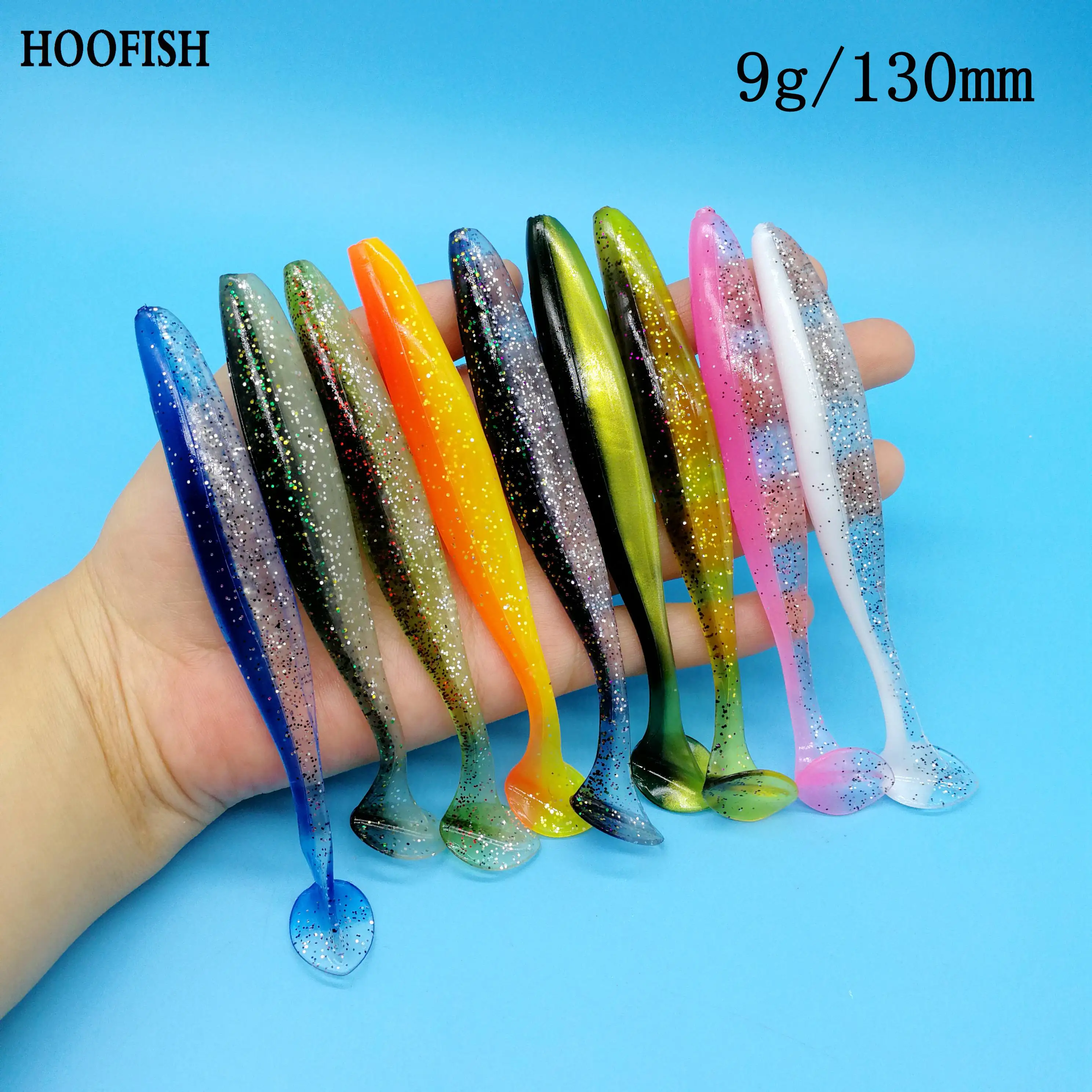 HOOFISH 10 шт./лот двойной цвет для рыбалки мягкие блесны на удочку 9g/13 см 9 цветов с Т