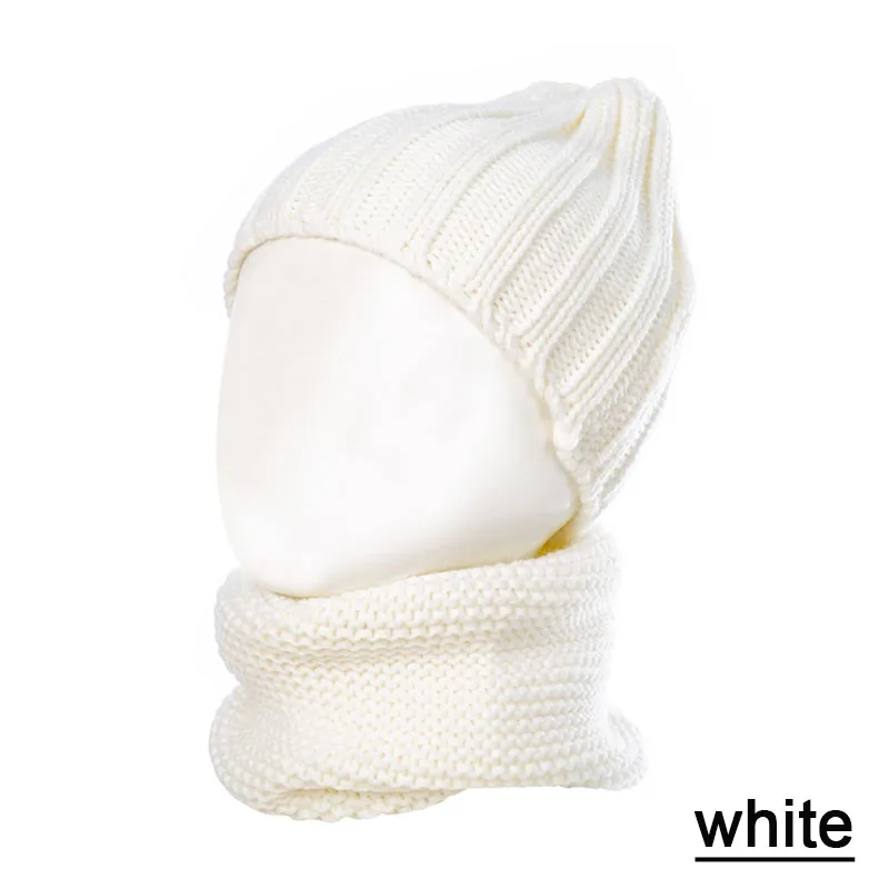 white REAKIDS милые новые модные для мальчиков и девочек универсальные Хлопковые вязаные шапки осень зима теплые толстые шляпы вязаная шапка для ребенка шапки - Цвет: white