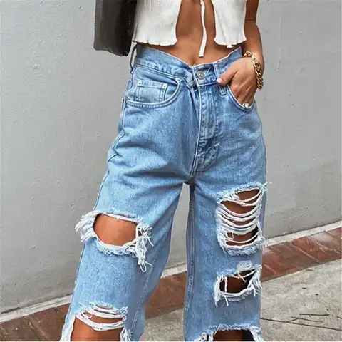 Jeans Oversize Women Fashion Jeans Ripped Harem Pants Casual Trendy Clothing Street Dance Girls Dance Pants Women's Sports Pants