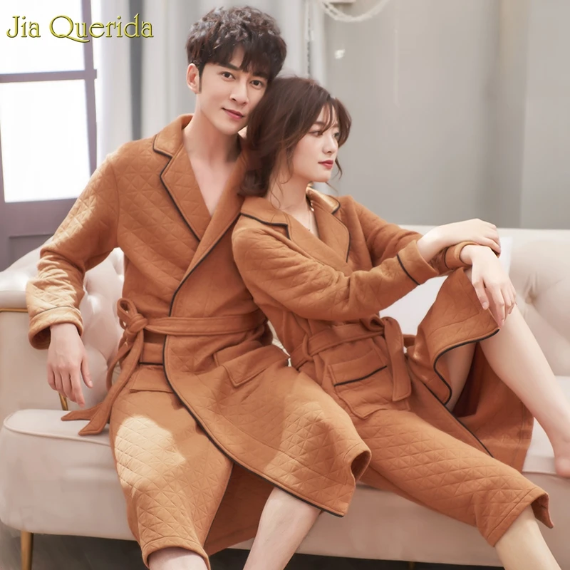 Цвет хаки большие размеры одинаковое Белье для сна халат с длинным рукавом и