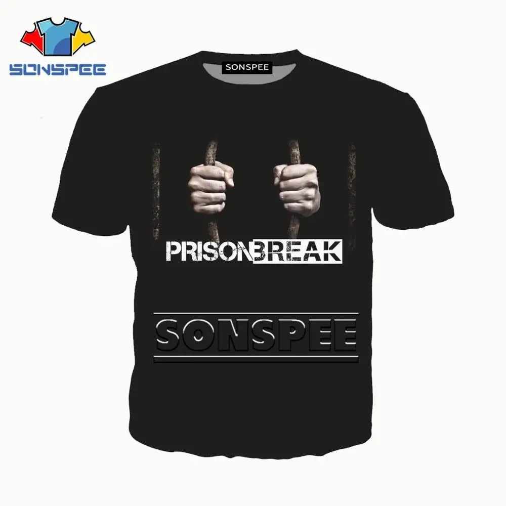 SONSPEE тюрьма брейк фильм 3D печатных мужчина женщина одежда футболка унисекс горячая Распродажа Новая мода хип хоп Футболки Уличная XK55c