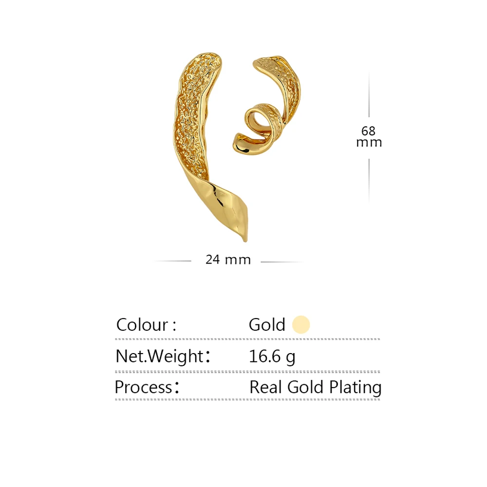 Серьги-гвоздики Yhpup неправильной формы из металла женские асимметричные медные