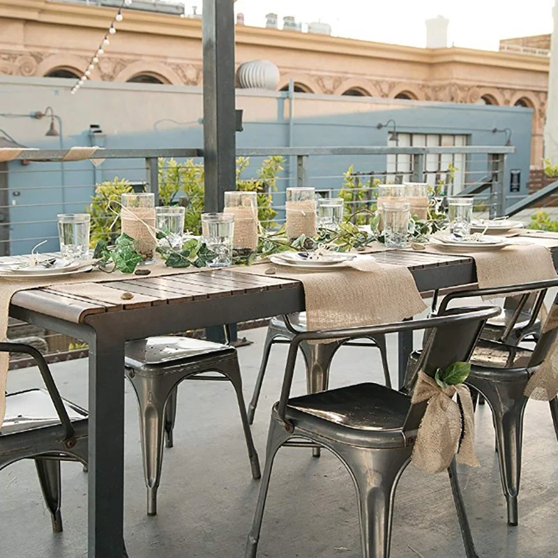 100 шт./лот столовые приборы из мешковины в рустикальном стиле Карманный Свадебный