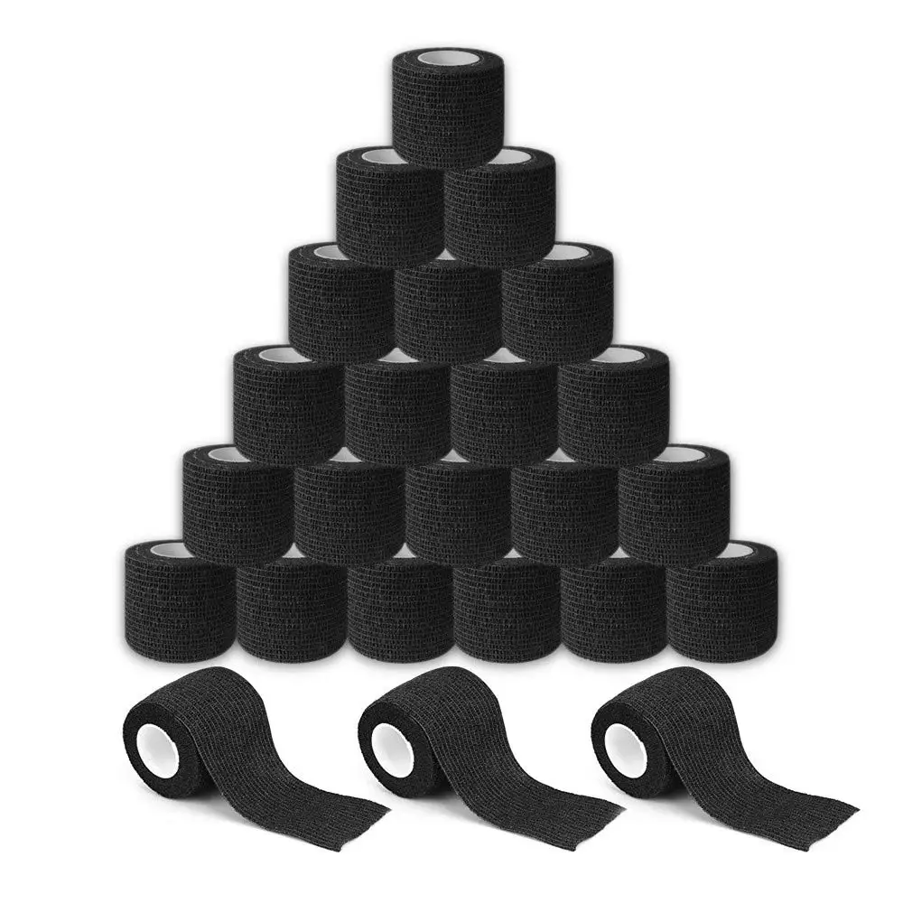 

3/12/24pcs Black Disposable Cohesive Tattoo Grip Cover Self-Adhesive Bandages Handle Grip Tube for Tattoo Machine Grip