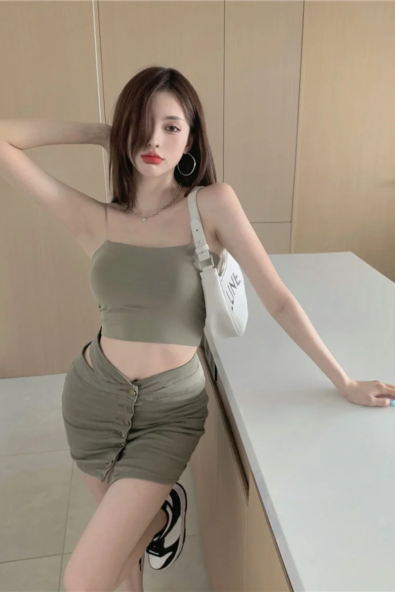 

Women Sexy Two Piece Crop Top And Skirt Set Skirts 2021 white Gothic Korean designer Sexy new style Y2K Elegant clothes