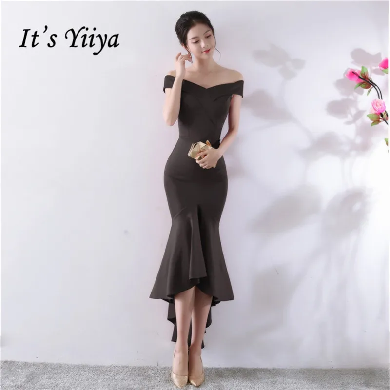 

Black Mermaid Prom Long Elegant Dresses It's Yiiya DX366 Boat Neck Ruffles Vestidos De Gala Plus Size Zipper Formal Gown 2020
