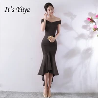 black mermaid prom long elegant dresses its yiiya dx366 boat neck ruffles vestidos de gala plus size zipper formal gown 2020