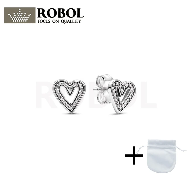 

2021 Популярные 100% 925 стерлингового серебра сверкающий-от руки-в форме сердца серьги-гвоздики-серьги для женщин, ювелирное изделие, Бесплатна...