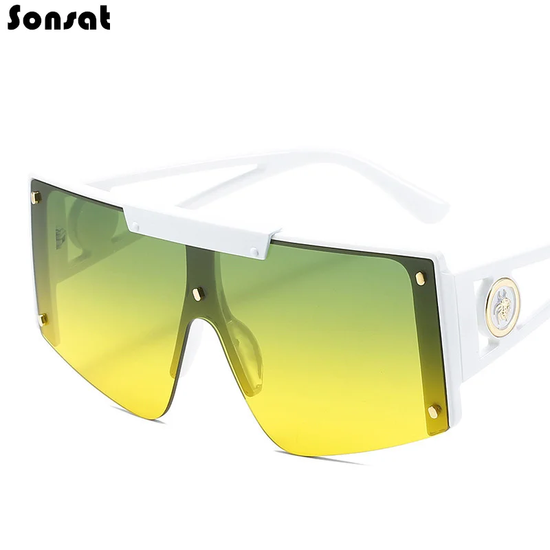 

2021 New Trend Cut Edge Windscreen Sunglasses Male Square Large Frame Fashion Oversized High Quality DecorativeOutdoor Shades