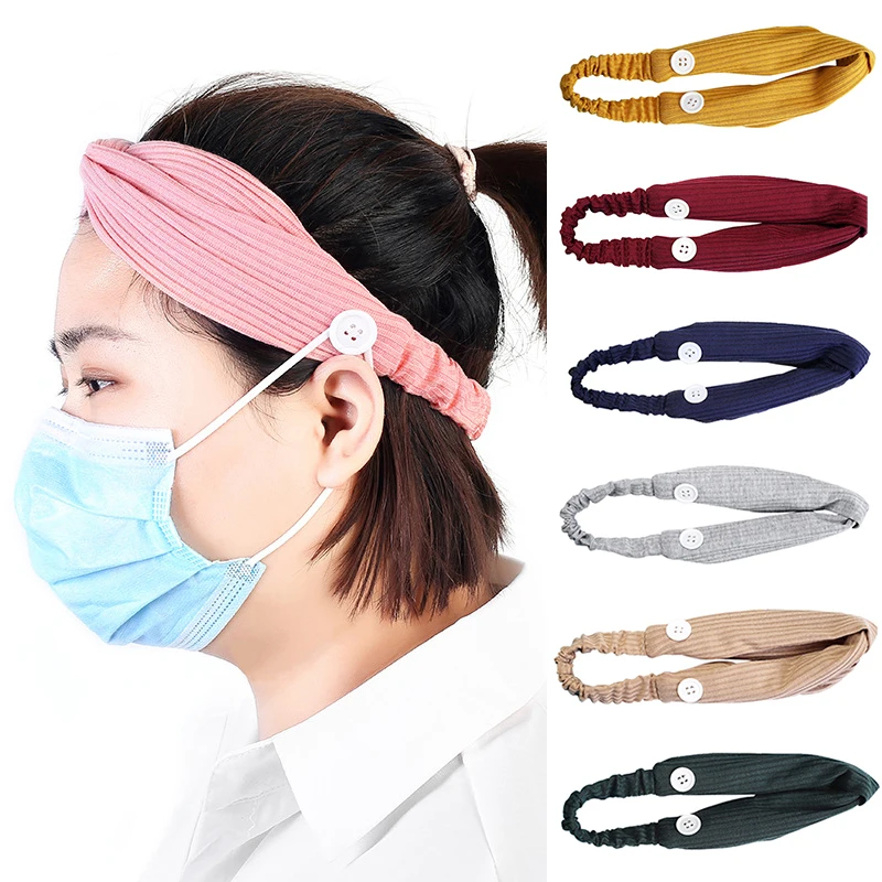 Женская эластичная повязка на голову с пуговицами в стиле бохо 2020| |