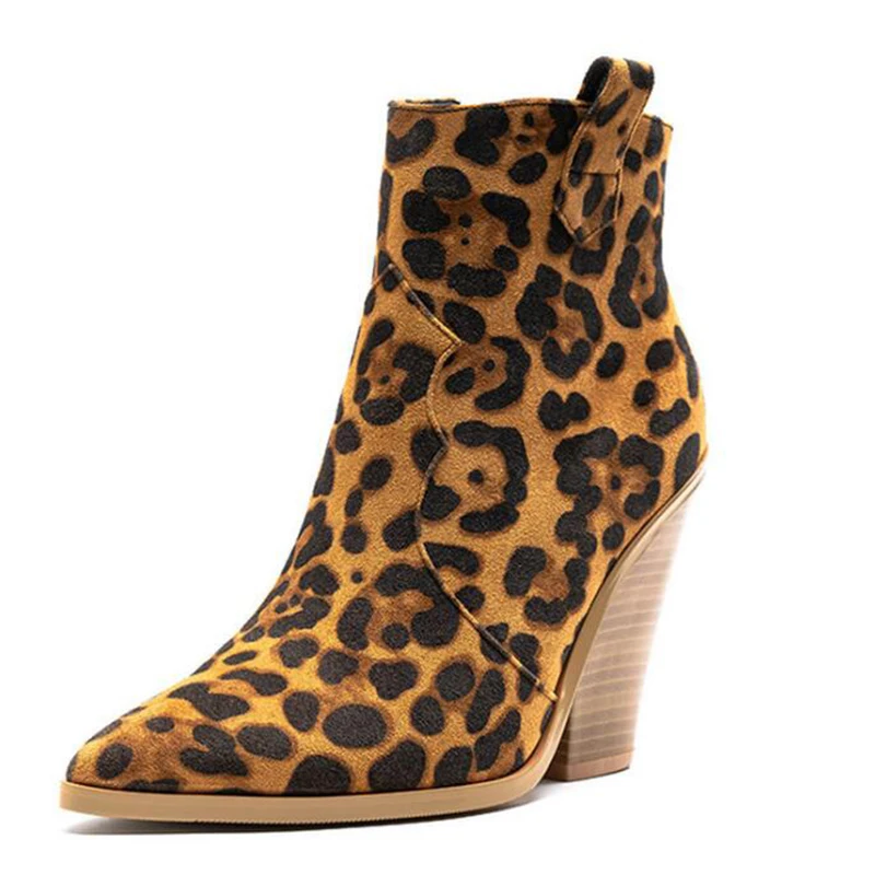 

Snake texture Ankle Boots for Women Pointed Toe west Boots Shaped heel High Heel Boots Shoes Woman Fashion Bota Feminina y211