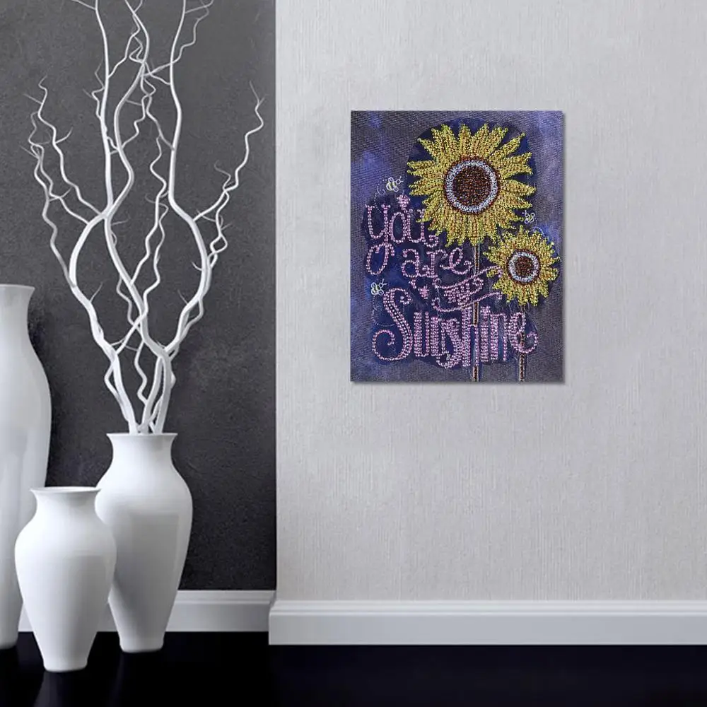 5D DIY Special Shaped Diamond Painting Sunflower You Sunshine Embroidery Mosaic Craft Kit Home Decoration Living Room Bedroom | Дом и сад
