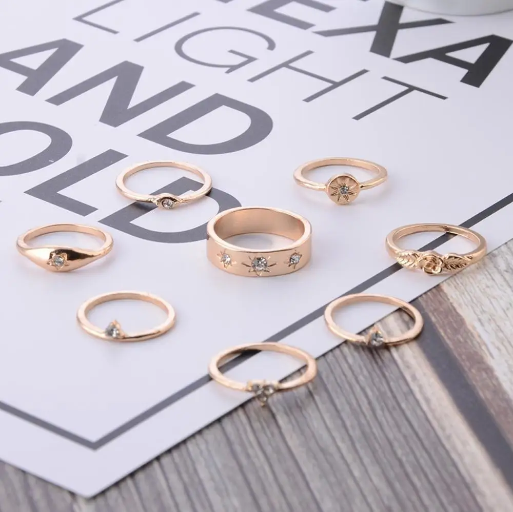 8 шт./компл. винтажные тотемные кольца для женщин Золотая Роза Свадебная