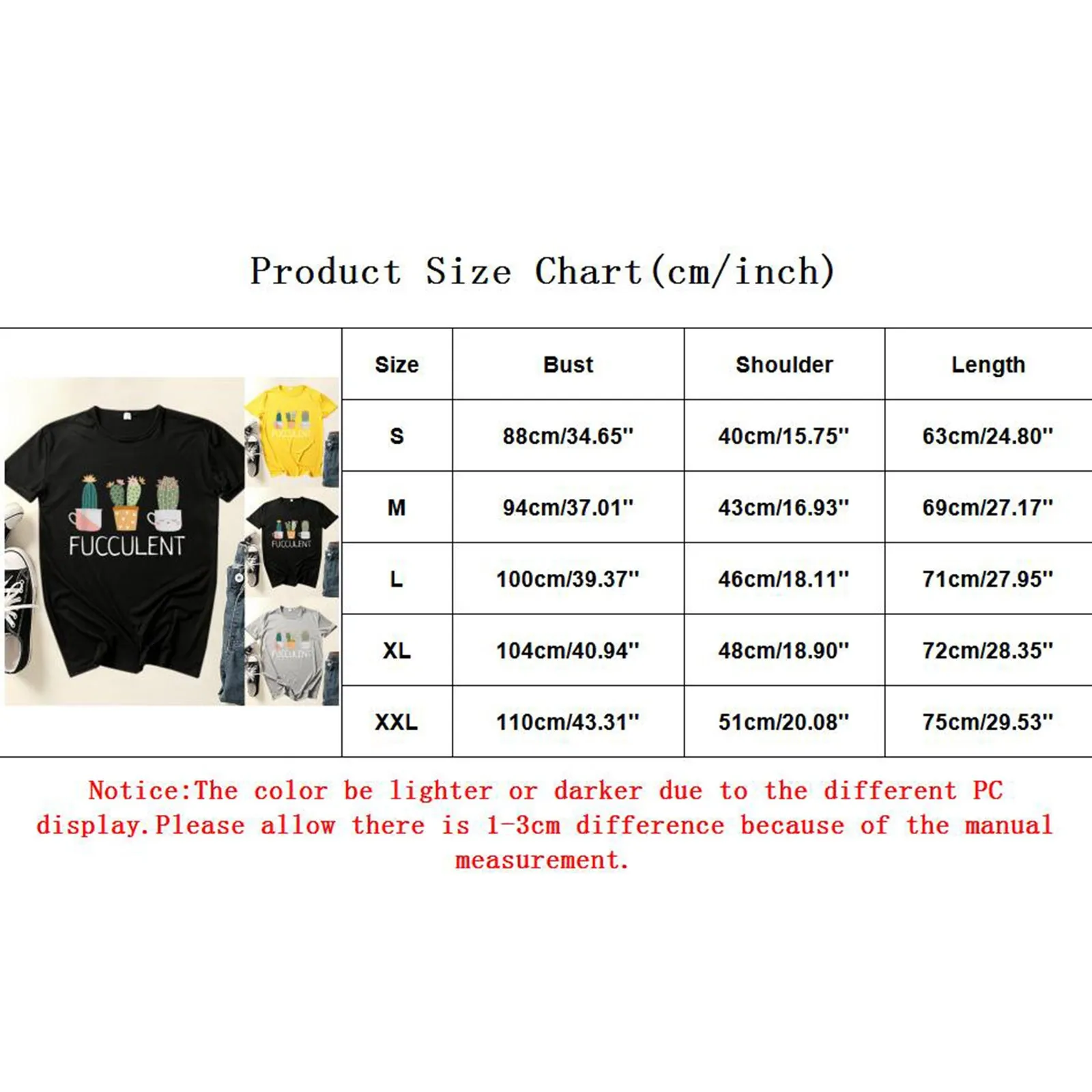

55#Women's Fashion Cactus Print T Shirt kawaii Ladies Casual Cute O Neck Short Sleeve T-Shirt Tops Summer Harajuku Streetwear