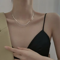 fashion double layer chain necklace 2021trend metal finish snake chain jewelry for women neck aesthetic gifts for new year 2022