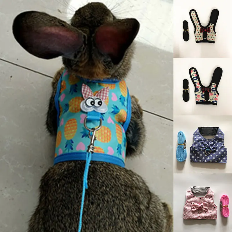 

Cute Rabbit Traction Rope Printed Rabbit Chest Back Special Rope Comfortable Breathable Pet Chest Back Mini Pet Supplies
