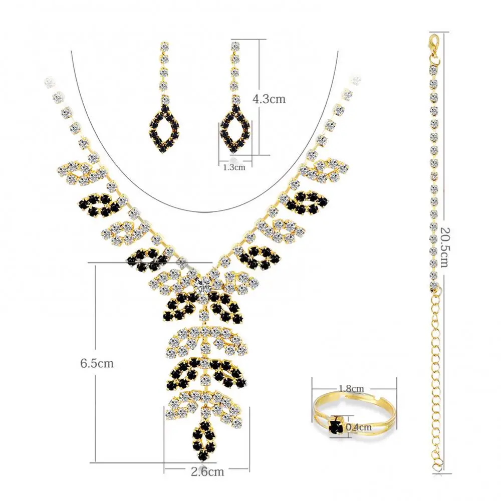 

Women Rhinestone Necklace Earrings Bracelet Ring Wedding Party Banquet Jewelry