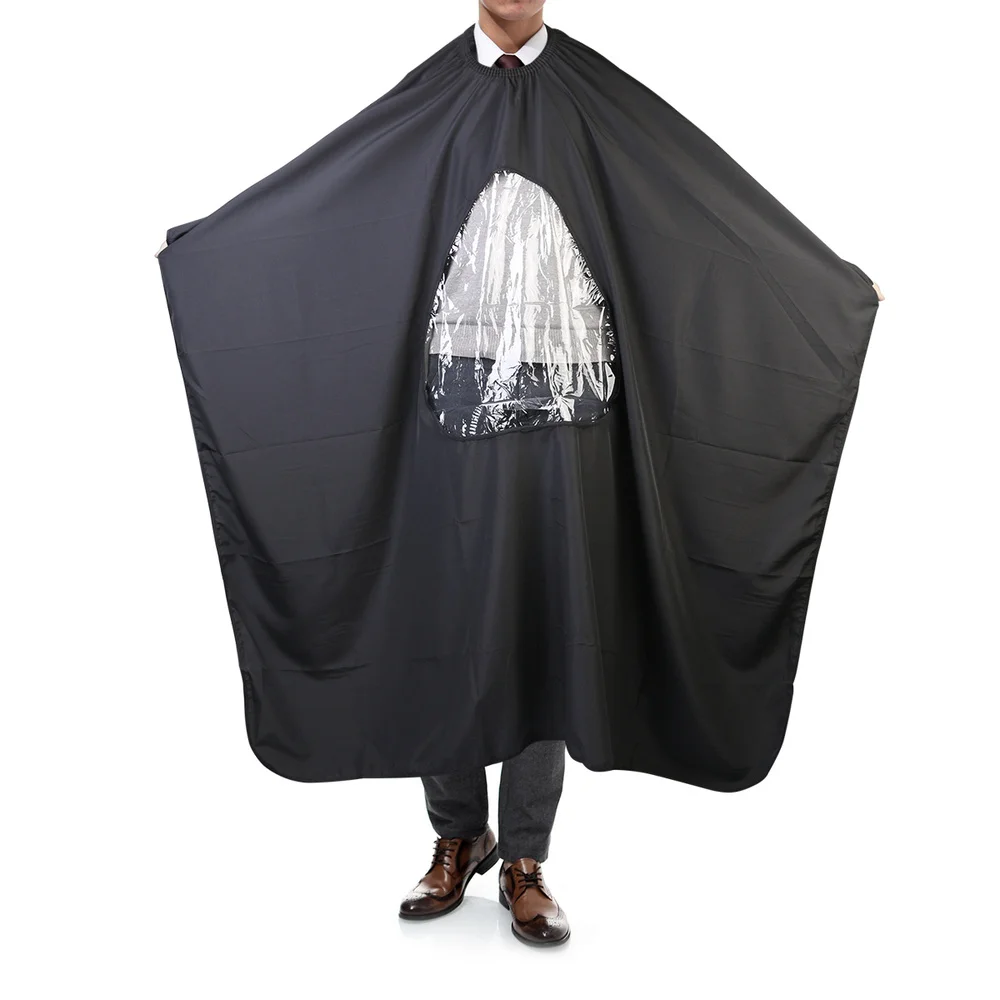 

ULTNICE Salon Hair Cutting Cape Hairdressing Gown with Viewing Window (Black)