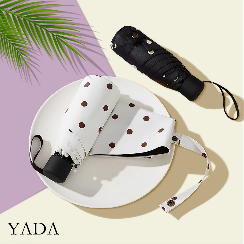 

Мини-зонтик YADA INS в горошек, круглые зонтики, складные зонтики, дождевые зонтики для женщин и мужчин, ветрозащитный зонтик с защитой от УФ луч...