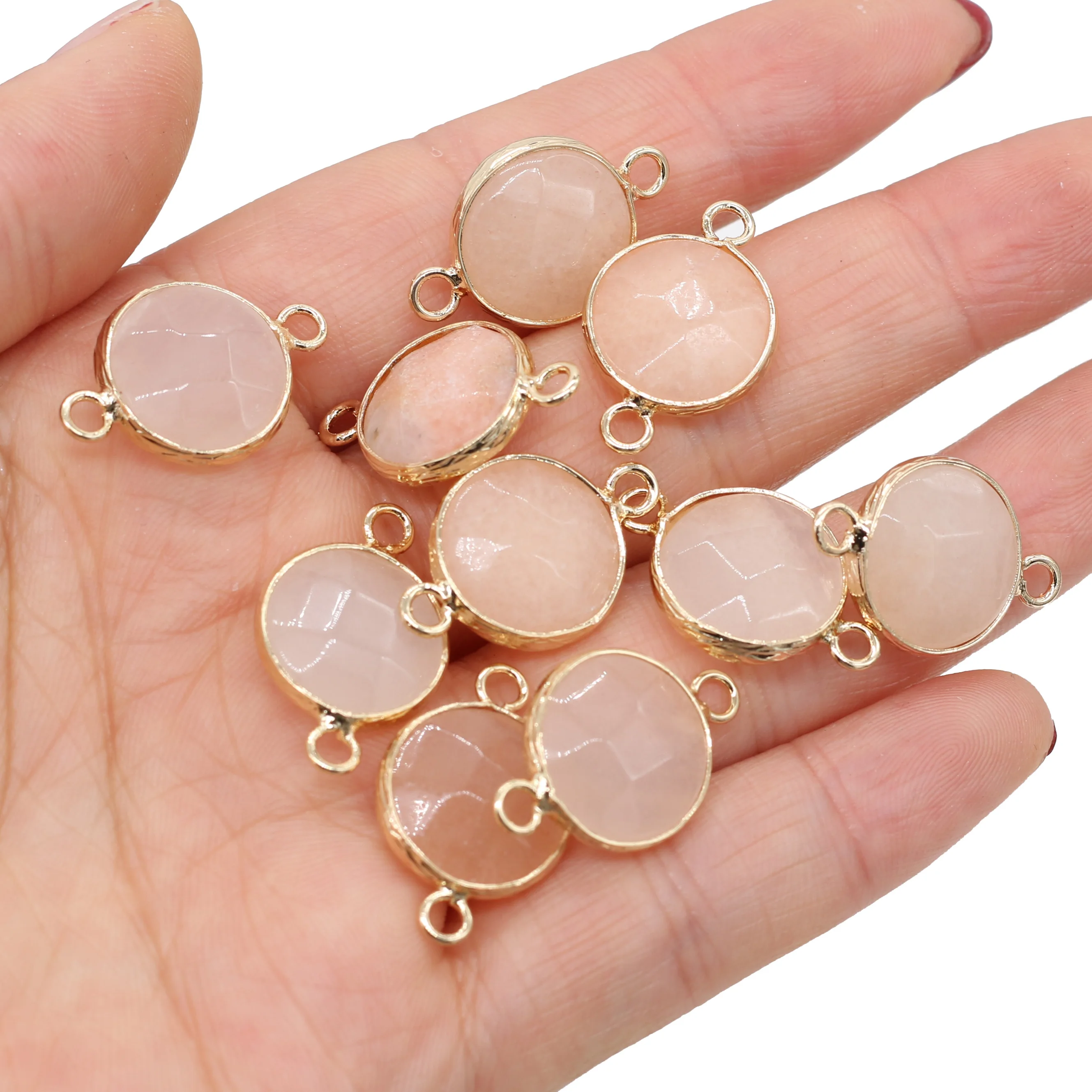 

Natural Semi-precious Pendant Gold-plated Faceted Yellow Jade Connector for Jewelry Making DIY Necklace Bracelet Accessories