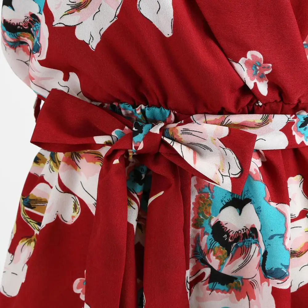 Женский праздничный пляжный комбинезон с цветочным принтом повседневный