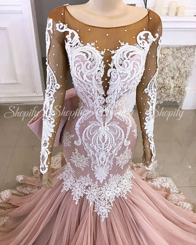 Long Evening Dress 2021 Sexy Mermaid Sleeve Lace African Women Formal Party Gowns | Свадьбы и торжества