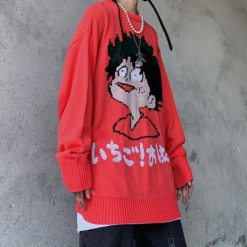 

UNCLEDONJM Cartoon sweater men's loose Pullover korean fashion anime sweater Preppy Style knit sweater couple clothes ZSM-1287
