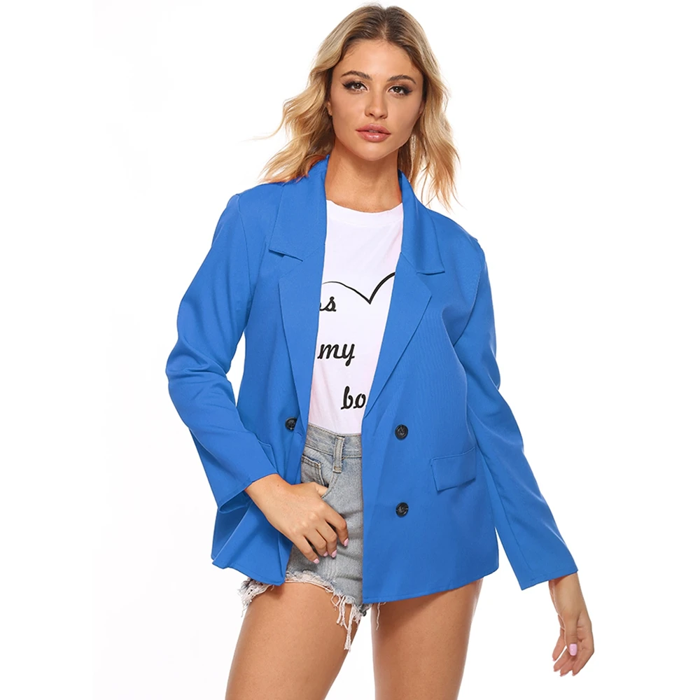 

Women Solid Smart Casual Autumn Spring Turn-down Collar Thin Coats Office Lady Slim Leisure Pockets Jackets Coats