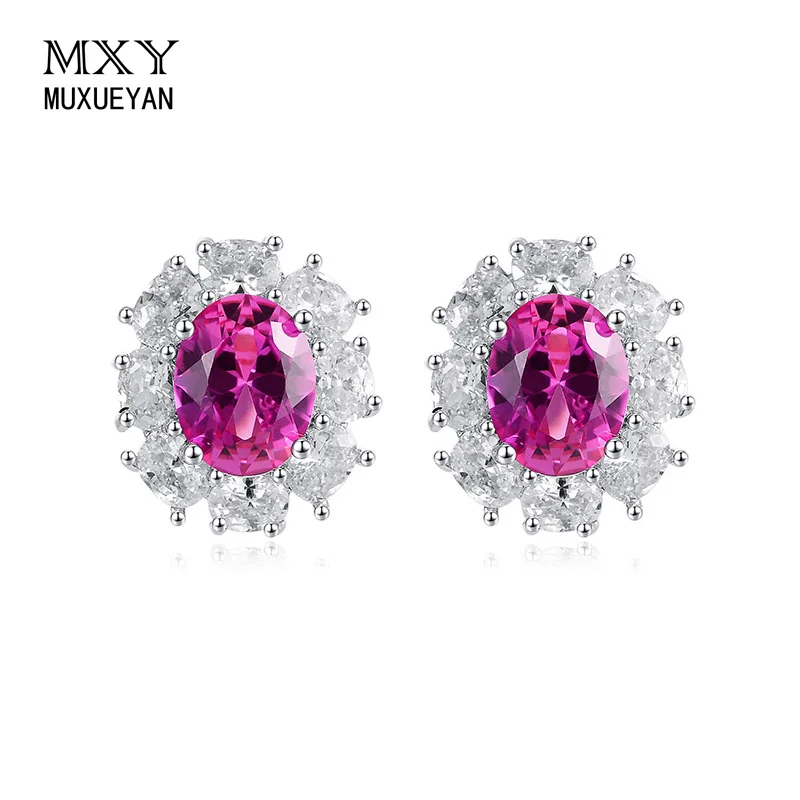 

MUXUEYAN Romantic Snowflake Pink Zircon Earrings For Woman 2021 Trend Luxury Gift Fine Jewelry Female Charm