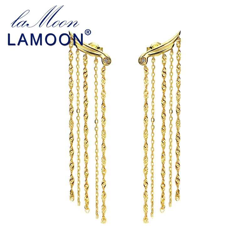 LAMOON S925 висячие серьги из серебра 925 пробы 14K позолоченные модные Подвесные с