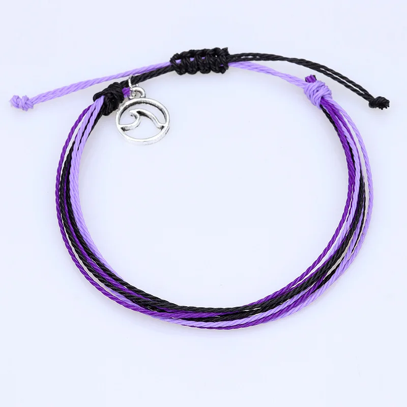 Новые Красочные Плетеные веревка ручной работы браслеты для женщин мужчин волна