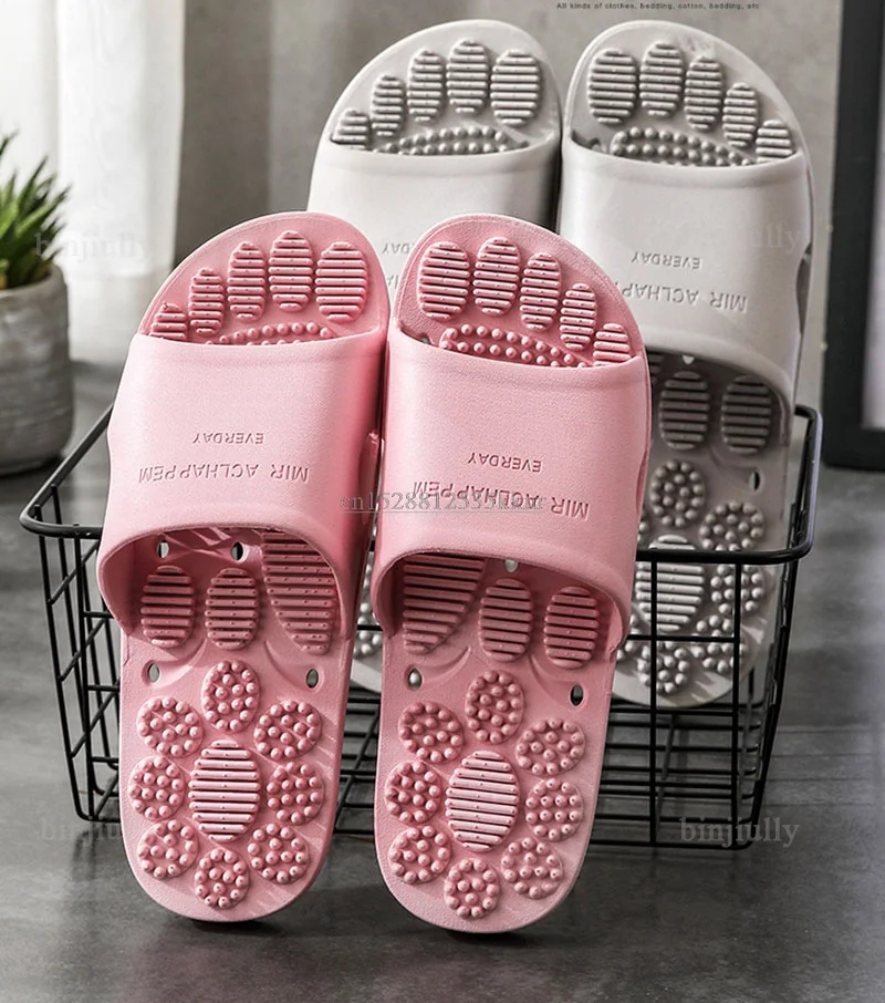 Летние тапочки для дома Нескользящие массажные туфли унисекс однотонные мягкие