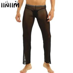 Бренд iiniim, мужское удобное Сетчатое нижнее белье, прозрачные дышащие штаны для вечерней пижамы, пикантная Клубная одежда