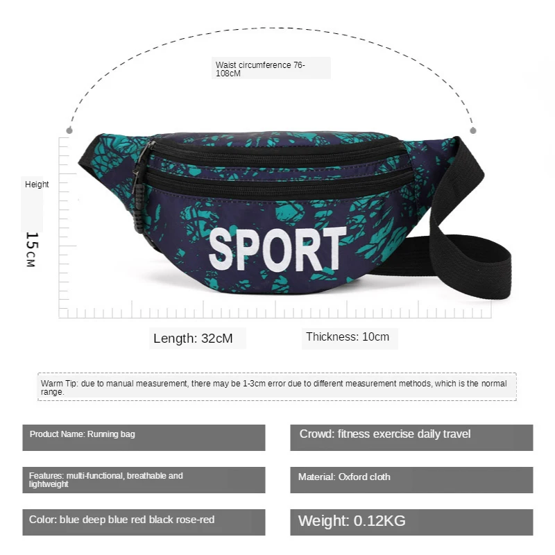 Oxford Waterproof Outdoor Sports Waist Bag Men Multifunction Running Bag Sports Fanny Bag Belt Bags Bumbag Crossbody Men Bag