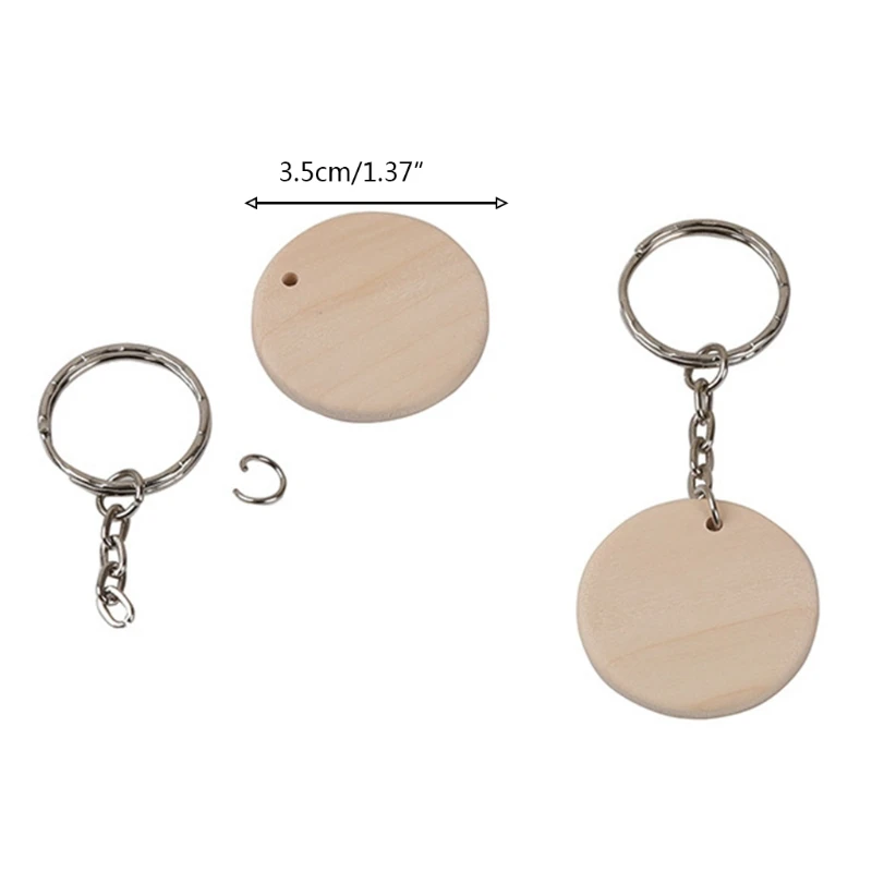 

Blank Wood Slices Discs Unfinished Wooden Hanging Tag Chip Round Circles with Hole Keychain Open Rings for DIY Crafts