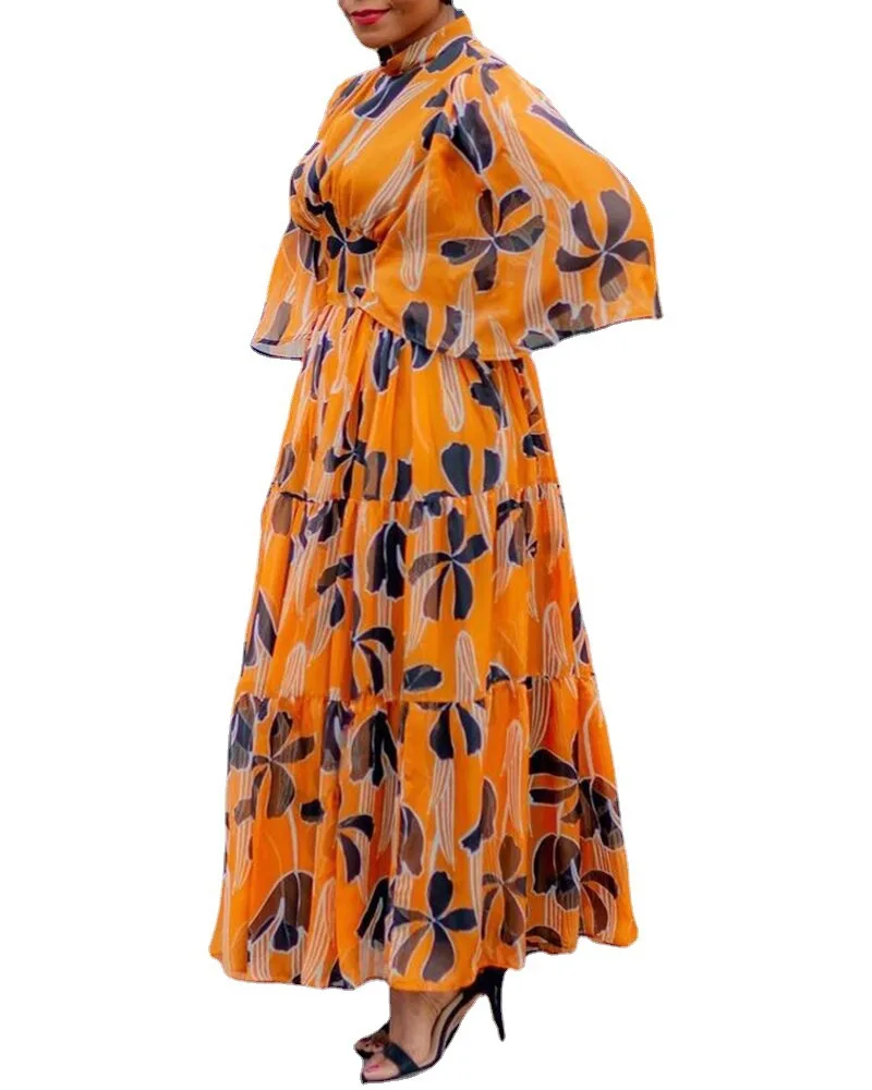 

SSEURAT African Dresses For Women 2021 New Spring Clothes Elegant Gown Flowers Printed Dashiki Long Maxi Dress Ladies Clothing