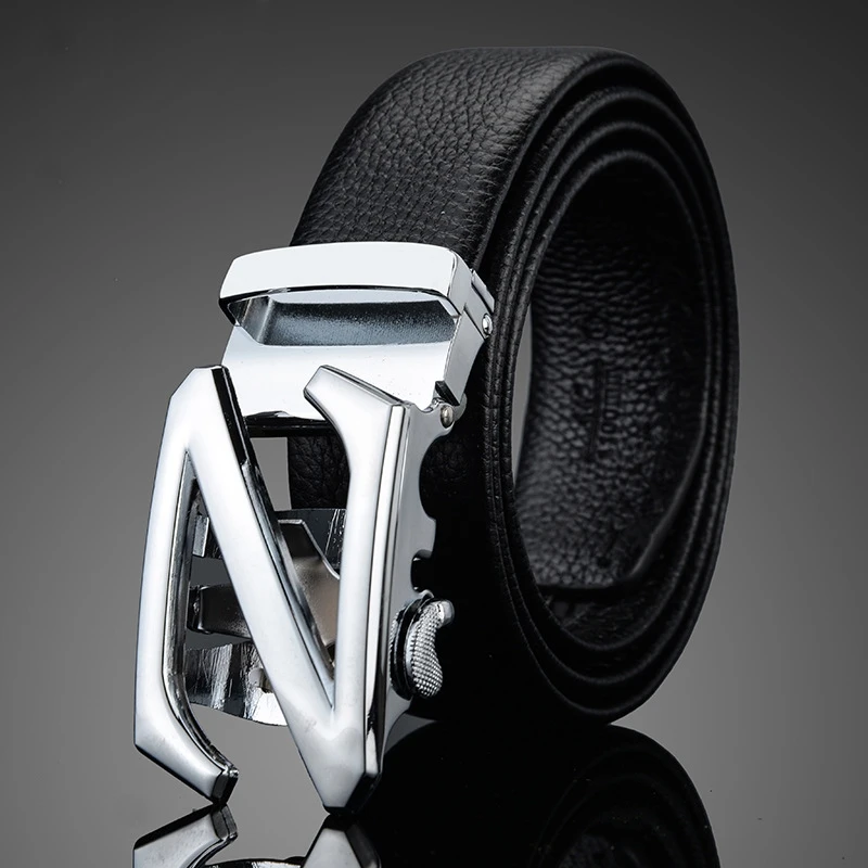 

New double-sided leather belt with head leather belt for men's automatic buckle pants for long-term use