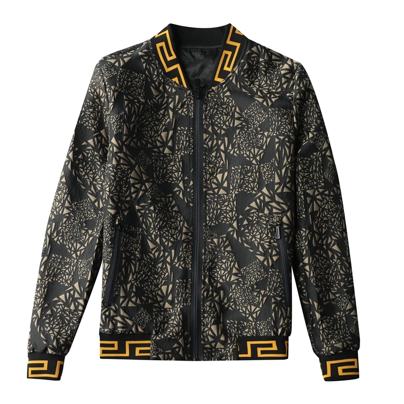 

2020 new new features men's fashion gold printed baseball jacket zipper jacket